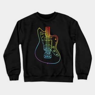 Offset Style Electric Guitar Body Colorful Outline Crewneck Sweatshirt